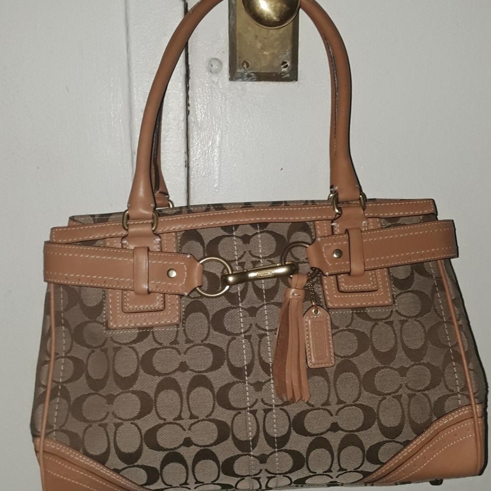 Coach Hampton Beige Shoulder Handbag